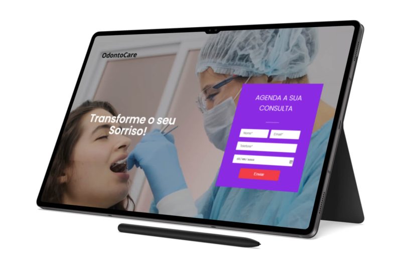 landing pages de clinica odontologico no tablet